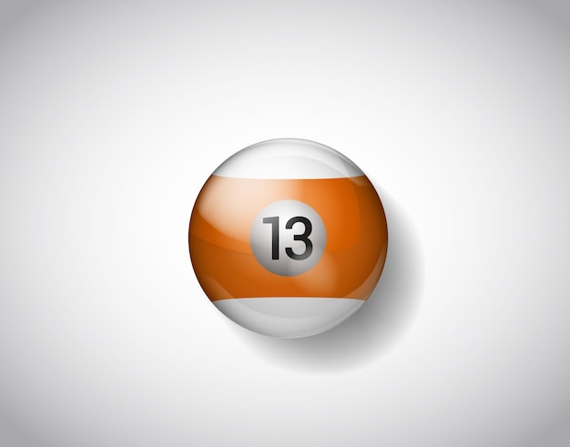 Treize Piscine à Balles Jaune Orange. Billard D’illustration Vectorielle Isolé. 13 Balles Pour Billard. Boules De Billard.