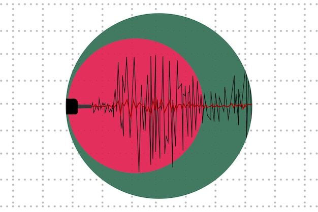 Tremblement De Terre Au Bangladesh Concept Onde Sismique Avec Drapeau Bannière D'actualités Sur Les Catastrophes Naturelles