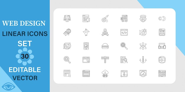 Trente icônes linéaires modifiables pour la conception de sites Web Inclut divers symboles pour le développement de sites Web