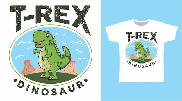 Trex Mignon Avec Un Design De Tshirt De Montagne