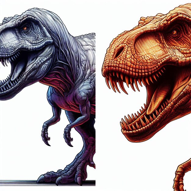 Vecteur trex trex dino isolé art vectoriel de dinosaure illustration dessin icône papier peint parc jurassique