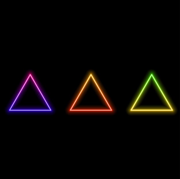Triangle au néon Modèle rétro futuriste Poste de musique avec élément lumineux Cyberpunk forme géométrique Elec