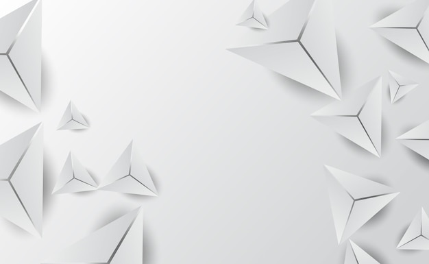 Triangle blanc abstrait en 3D Formes d'arrière-plan minimal Polygone géométrique pour les entreprises
