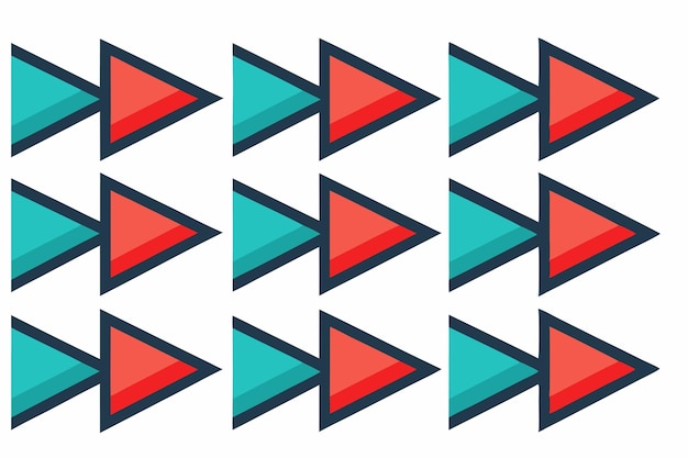 un triangle coloré avec les mots bleu dessus
