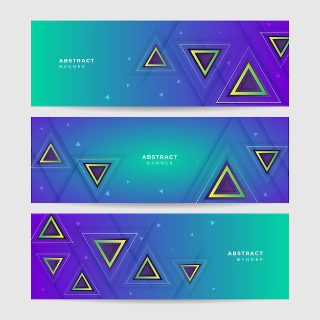 Triangle dégradé vert violet coloré bannière de conception abstraite