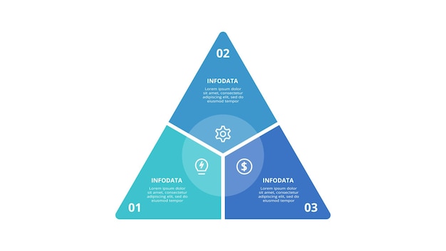 Triangle Avec Modèle D'infographie à 3 éléments Pour Illustration Vectorielle De Présentations D'entreprise Web Visualisation De Données D'entreprise