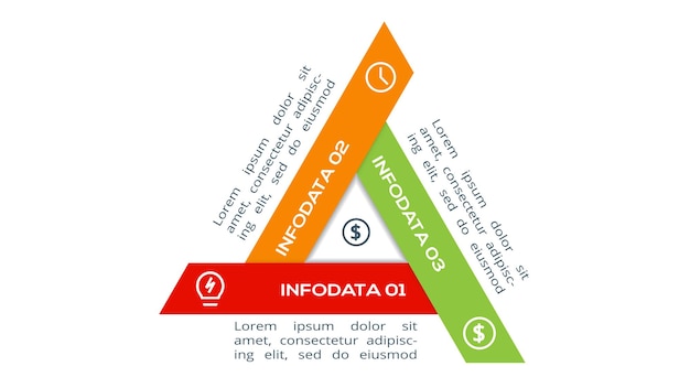 Triangle Avec Modèle D'infographie à 3 éléments Pour Illustration Vectorielle De Présentations D'entreprise Web Visualisation De Données D'entreprise