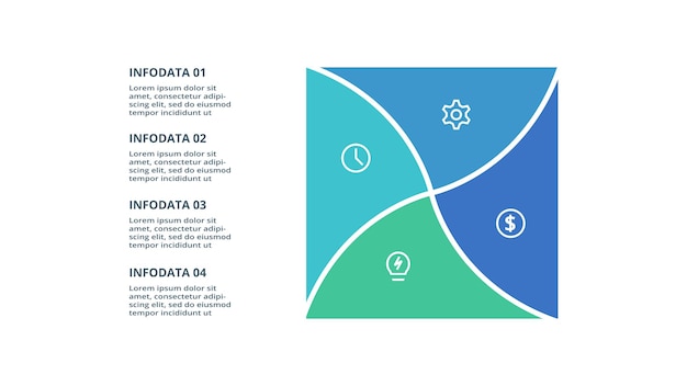 Vecteur triangle avec modèle d'infographie à 4 éléments pour les présentations d'entreprise web illustration vectorielle visualisation des données d'entreprise