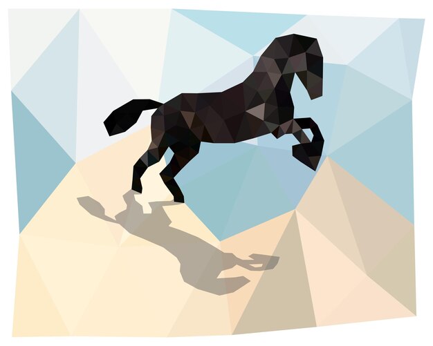 Vecteur triangulation of a horse polygonal silhouettes of animals vector illustration