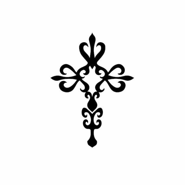 Tribal Christian Croix Logo Conception Tatouage Pochoir Illustration Vectorielle