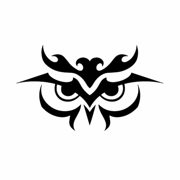 Tribal Hibou Logo Conception Tatouage Pochoir Illustration Vectorielle