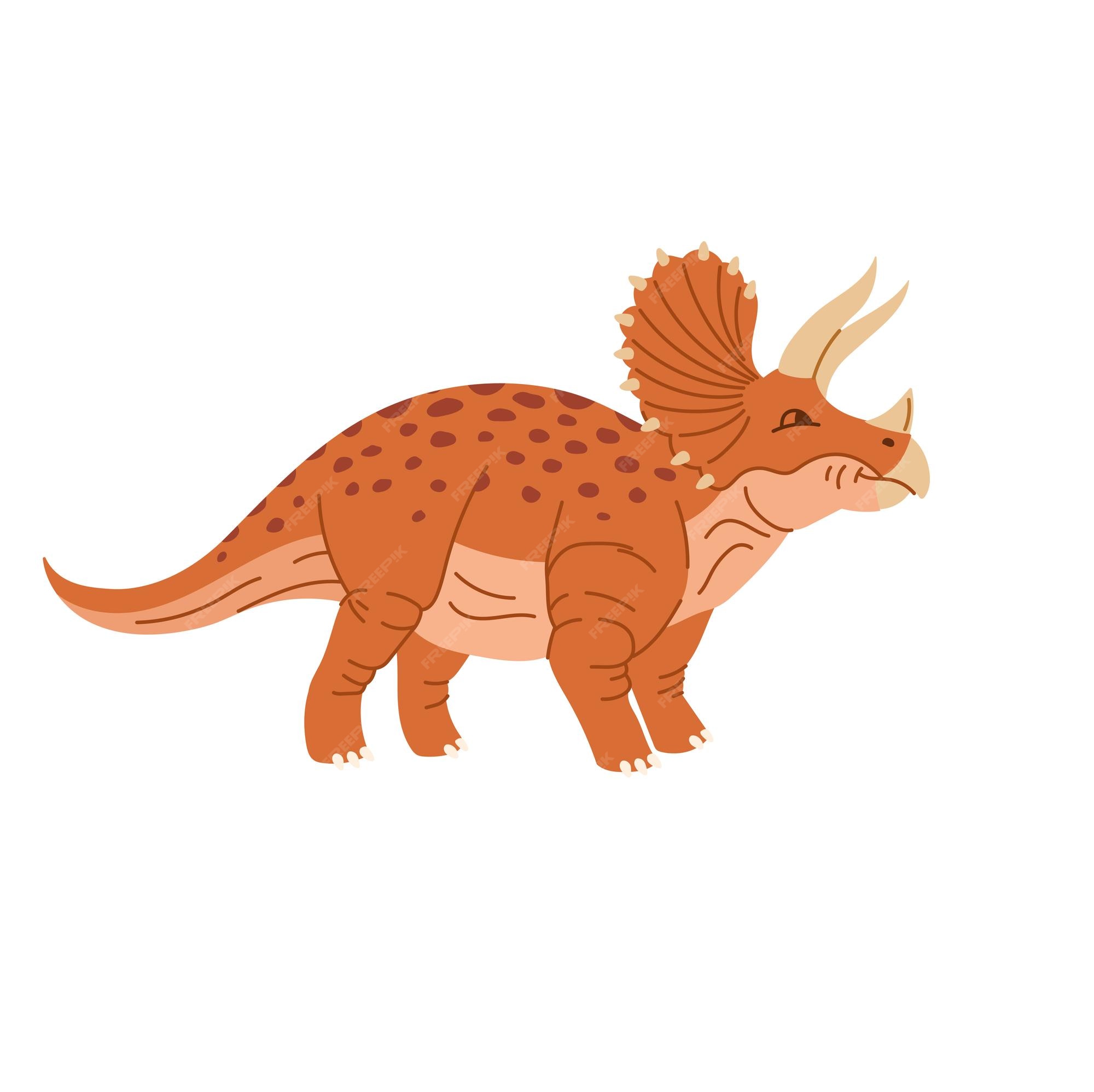 Triceratops Dinosaure Isolé Avec Trois Cornes Vecteur Premium