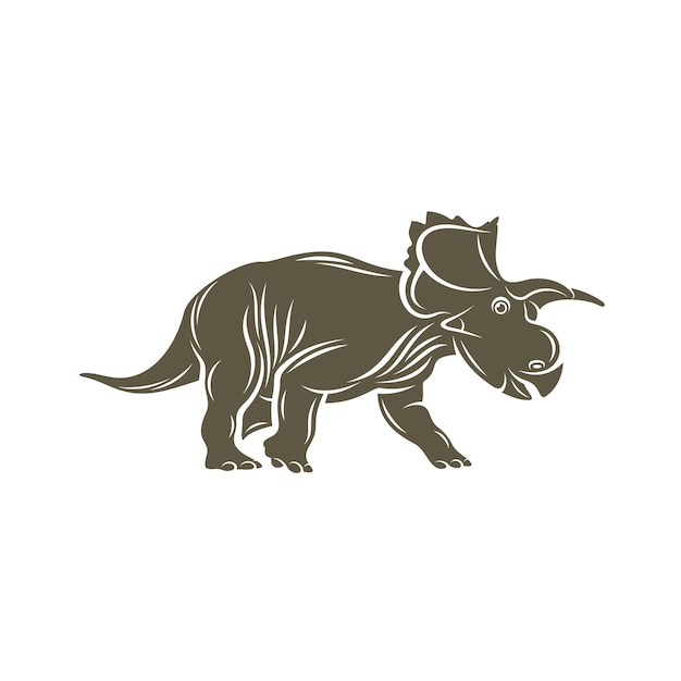 Triceratops Dinosaures Logo Design Vecteur Icône Symbole Modèle Illustration