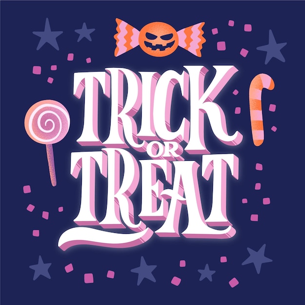 Vecteur trick or treat - lettrage