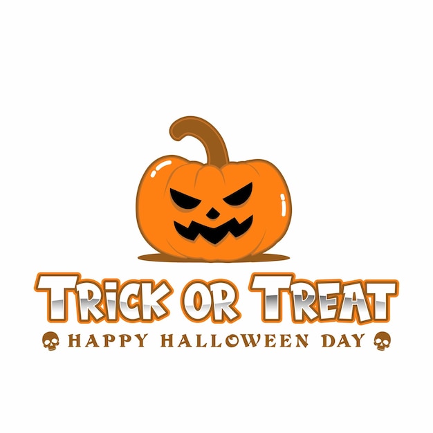 Trick or Treat texte avec Scary Pumpkin Vector Design, Trick Or Treat Typographie pour le jour d'Halloween