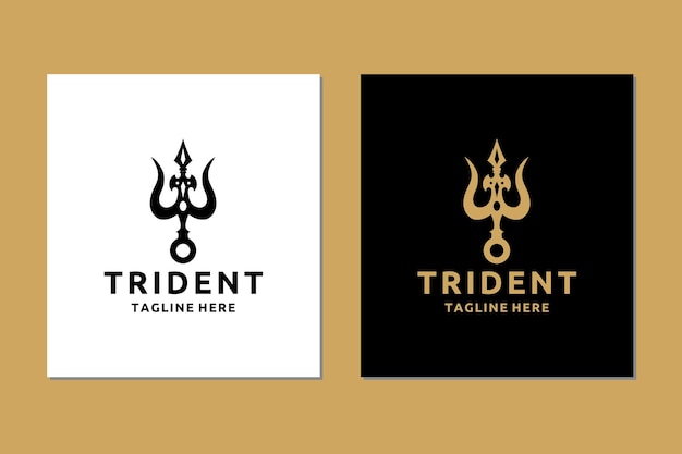 Trident Neptune Dieu Poséidon Triton Roi Lance Icône Logo Vector Design Inspiration