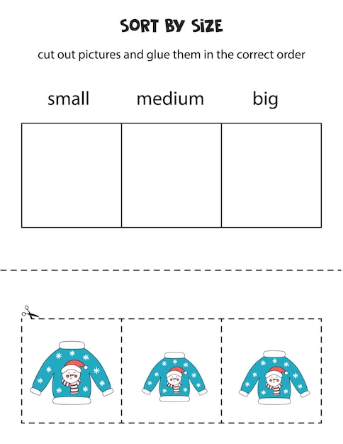 Triez Les Images Par Taille. Fiche Pédagogique Pour Les Enfants.