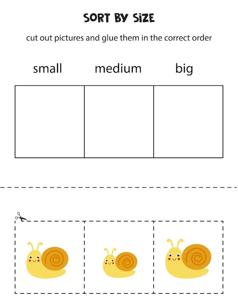 Triez Les Images Par Taille. Fiche Pédagogique Pour Les Enfants.