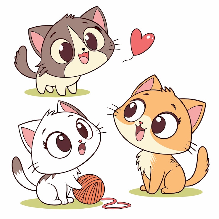 Vecteur trois adorables chatons qui jouent