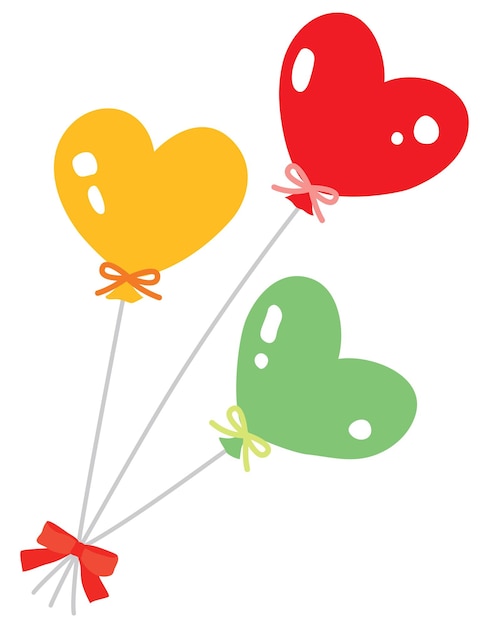 Trois ballons en forme de coeur