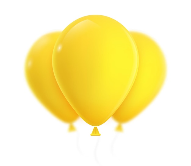 Trois Ballons D'hélium Jaune.