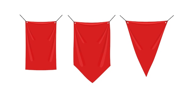 Trois Bannières De Drapeau Rouge. Illustration Vectorielle Isolée Sur Fond Blanc