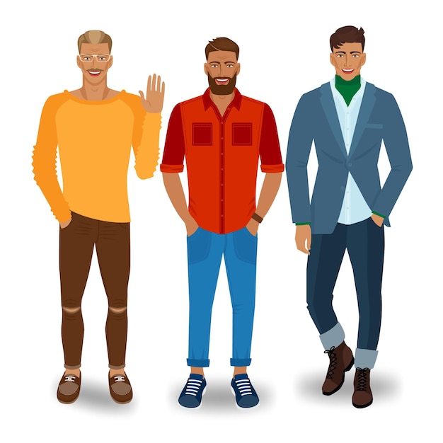 Trois beaux hommes à la mode