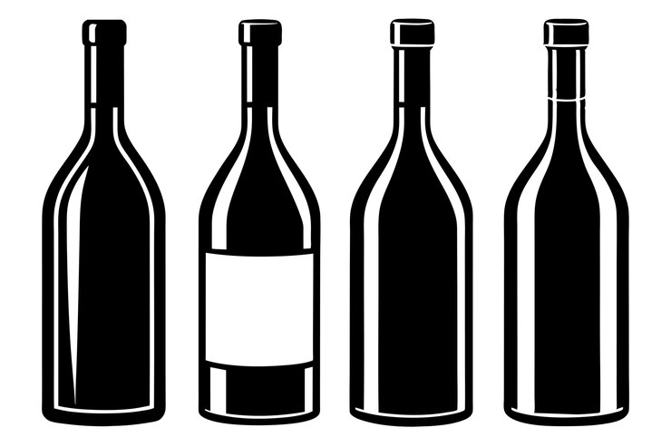 Vecteur trois bouteilles de vin sont montrées avec une qui dit vin