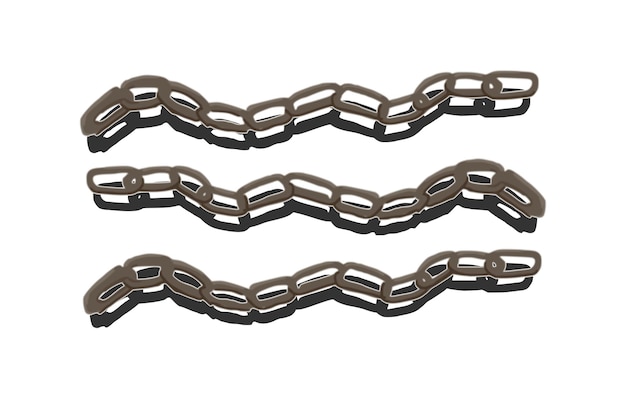 Trois chaînes métalliques parallèles de couleur brune et d'ombres