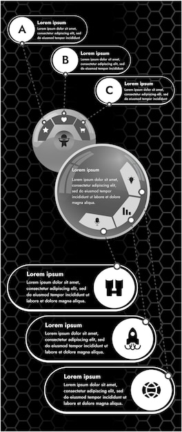 Vecteur trois éléments infographiques avec 6 et 3 sections pour l'information