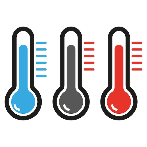 Trois Icônes De Thermomètre. Illustration Vectorielle.