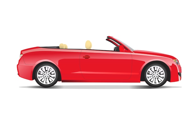Trois image dimensionnelle de voiture rouge isolée sur fond blanc