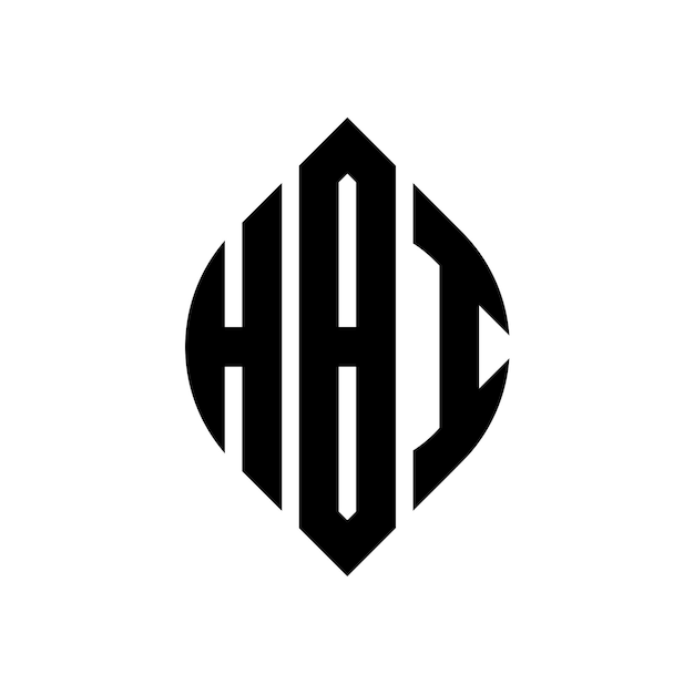 Vecteur les trois initiales forment un logo de cercle hbi cercle emblème monogramme abstrait lettre marque vector