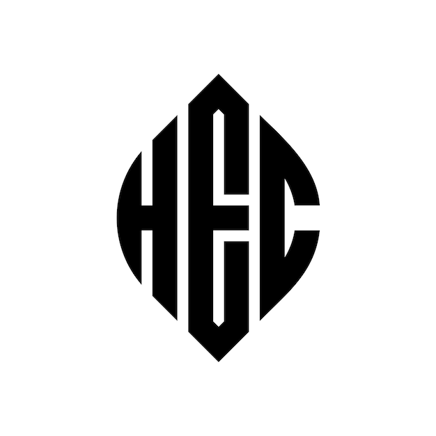 Vecteur les trois initiales forment un logo circulaire hec cercle emblème abstrait monogramme lettre marque vector