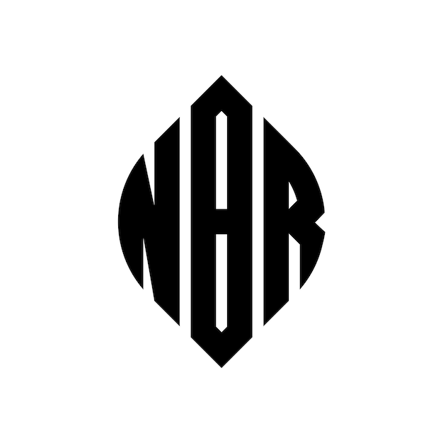 Vecteur les trois initiales forment un logo circulaire nbr, un emblème circulaire, un monogramme abstrait, une lettre, une marque, un vecteur.