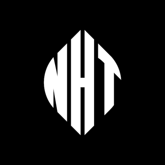 Les trois initiales forment un logo circulaire NHT Cercle Emblème Monogramme Abstrait Lettre Marque Vector