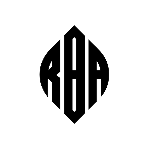 Vecteur les trois initiales forment un logo circulaire rba, un emblème circulaire, un monogramme abstrait, une lettre, une marque, un vecteur.