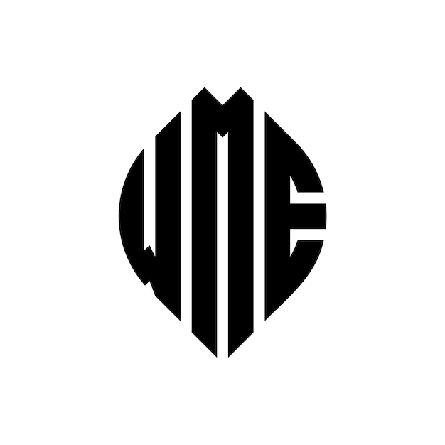 Vecteur les trois initiales forment un logo circulaire wme, un emblème circulaire, un monogramme, une lettre, une marque, un vecteur.