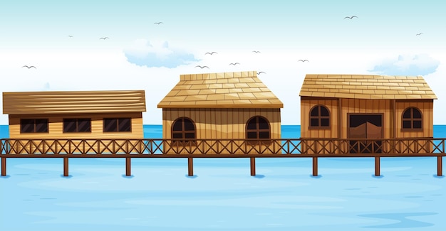 Trois Maisons De Vacances Sur L'eau