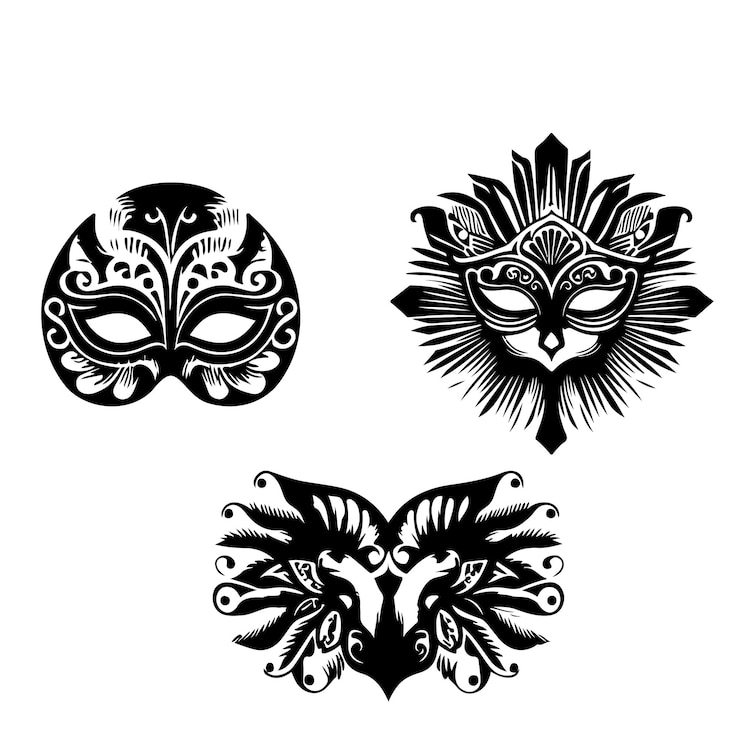 Vecteur trois masques avec des masques qui disent des masques sur eux