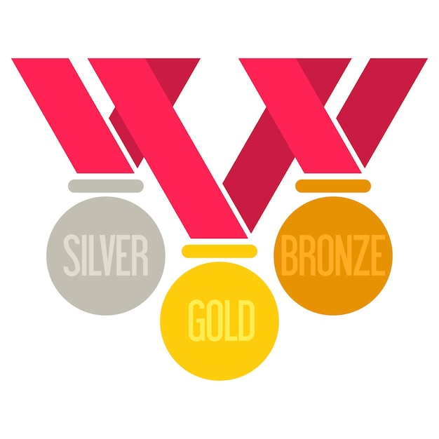 Trois médailles d'or d'argent et de bronze