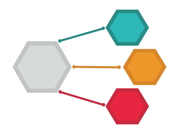 Vecteur trois optopns infographie graphique graphique formes hexagonales vecteur de test de matériau ppt