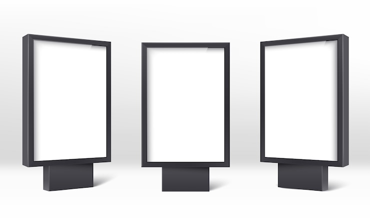 Vecteur trois panneaux d'affichage blancs pour la publicité