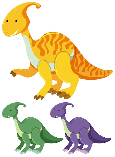 Trois Parasaurolophus De Différentes Couleurs