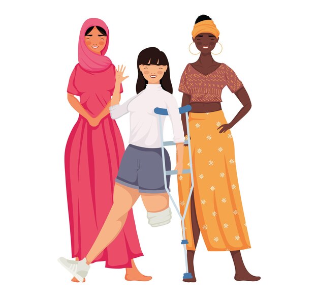 Trois Personnages Féminins De La Diversité