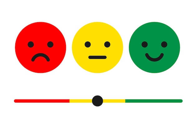 Vecteur trois petites échelles mesurant la satisfaction avec l'expression