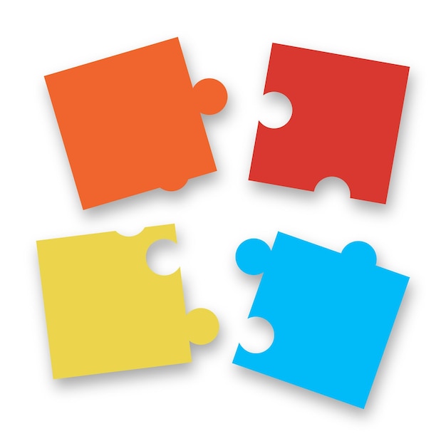 Trois Pièces De Puzzle Colorées Sur Fond Blanc