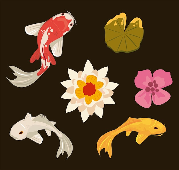 Vecteur trois poissons koi