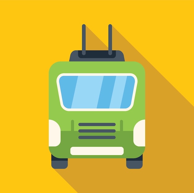 Un trolleybus vert circulant sur un fond jaune