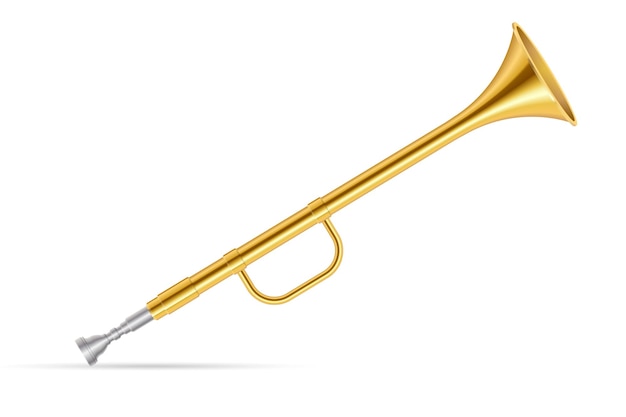 Vecteur trompettes de corne d'or isolés sur blanc